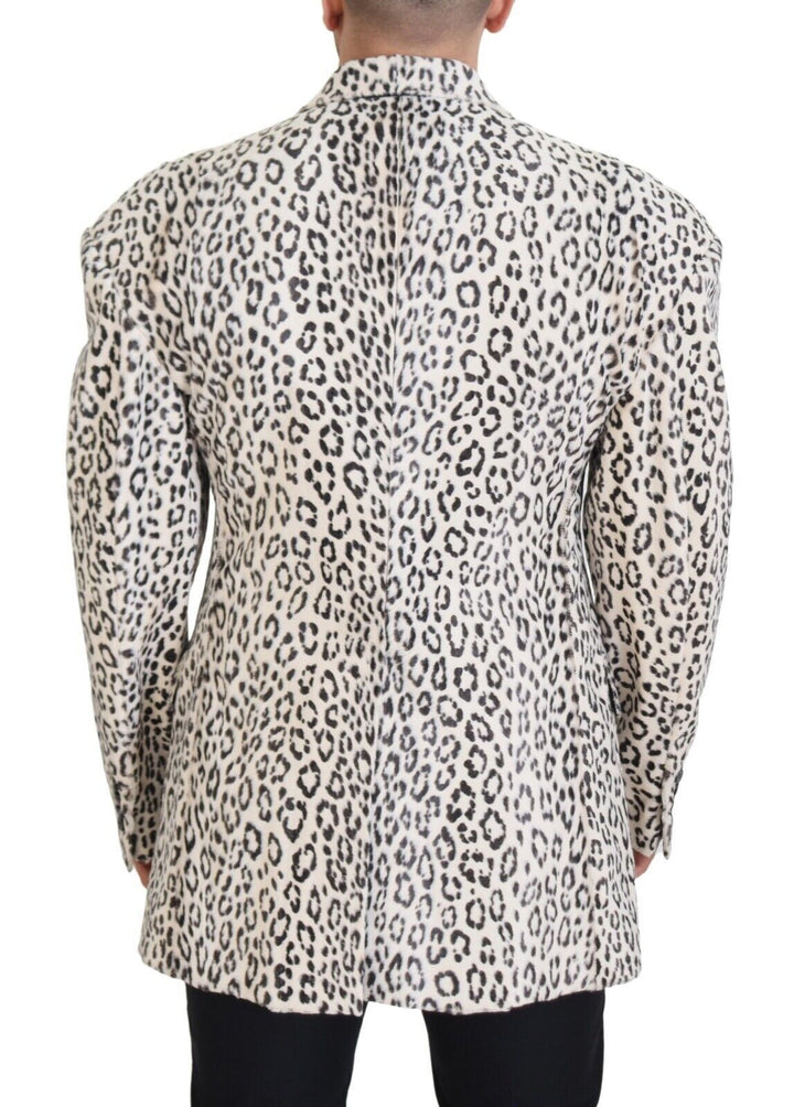 Weißer Leopard einreihiger Mantel Blazer
