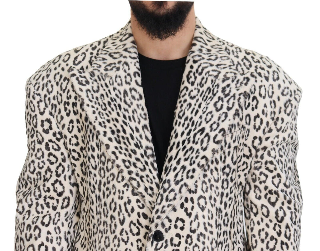 Weißer Leopard einreihiger Mantel Blazer