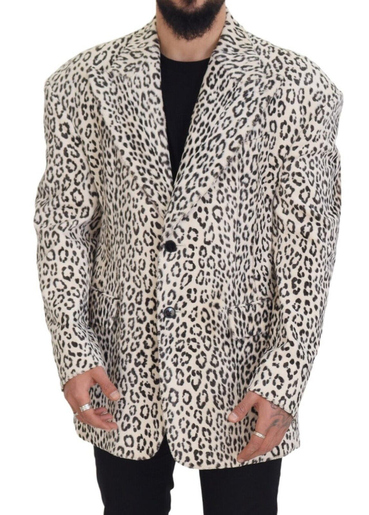 Weißer Leopard einreihiger Mantel Blazer