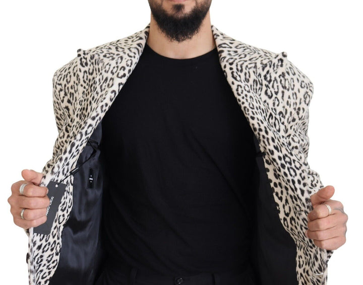 Weißer Leopard einreihiger Mantel Blazer