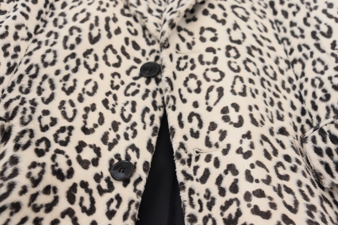 Weißer Leopard einreihiger Mantel Blazer