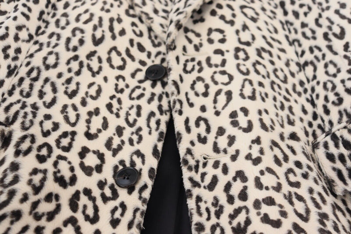 Weißer Leopard einreihiger Mantel Blazer