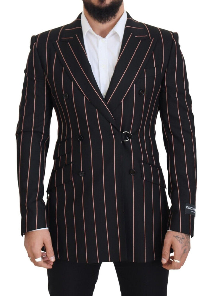Elegant, slim-fit, double-breasted black blazer