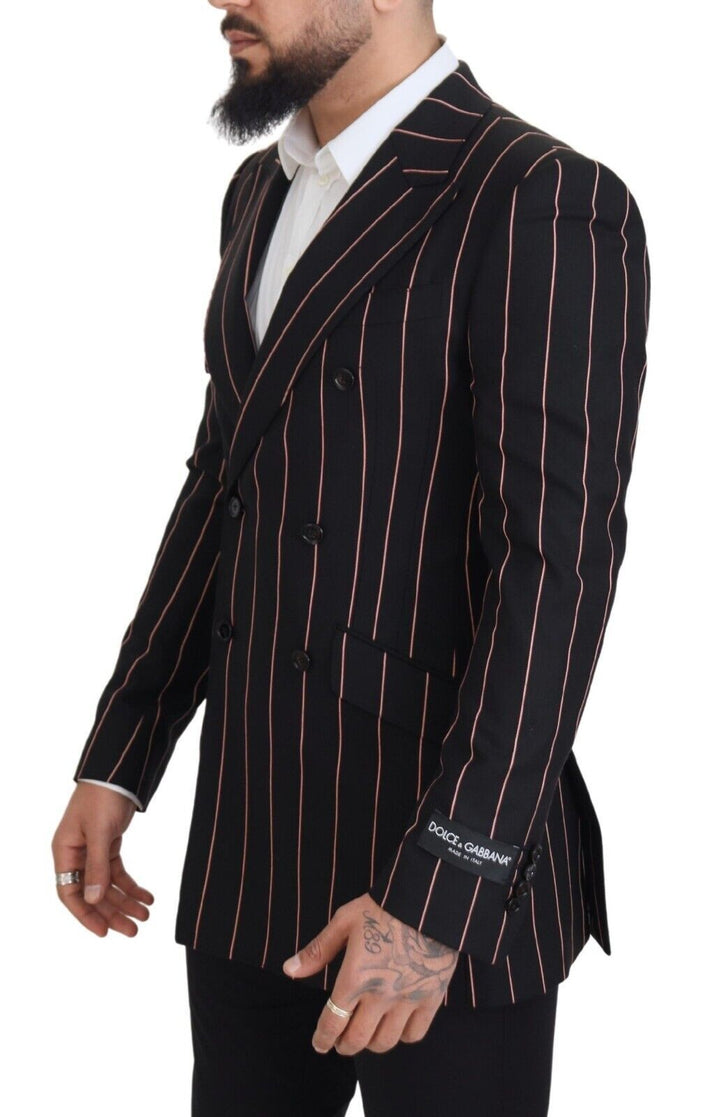 Elegant, slim-fit, double-breasted black blazer