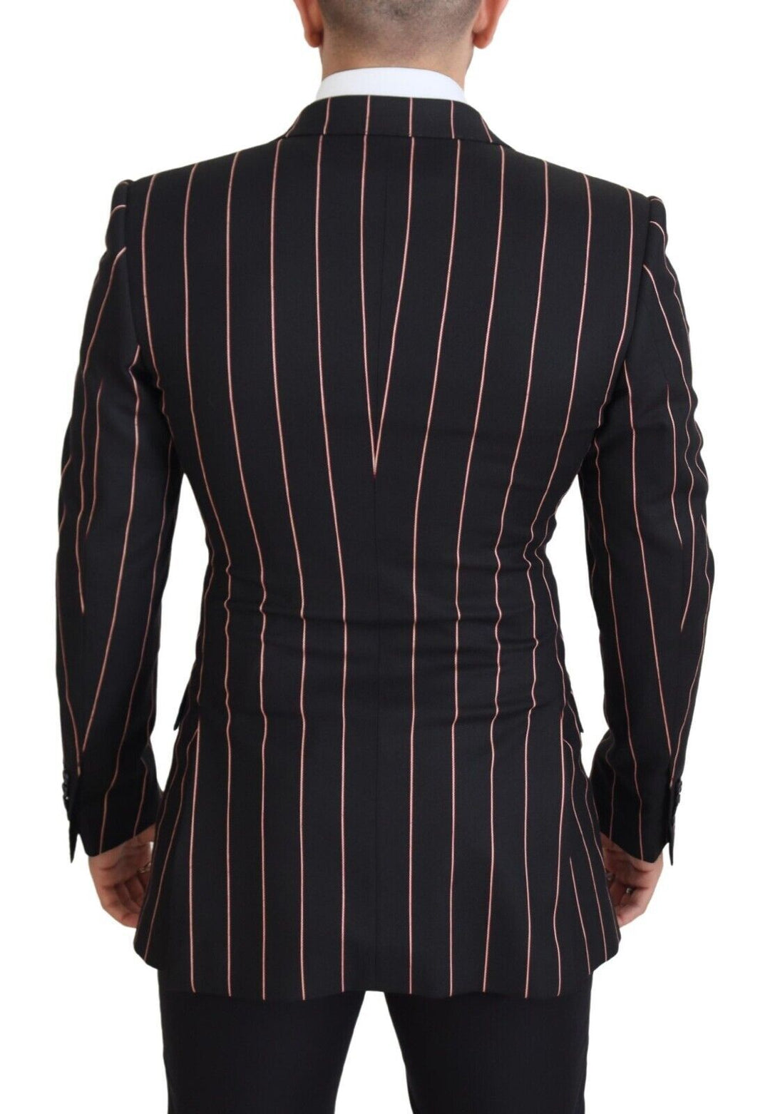 Elegant, slim-fit, double-breasted black blazer
