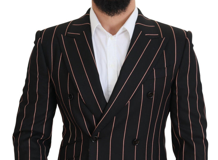 Elegant, slim-fit, double-breasted black blazer