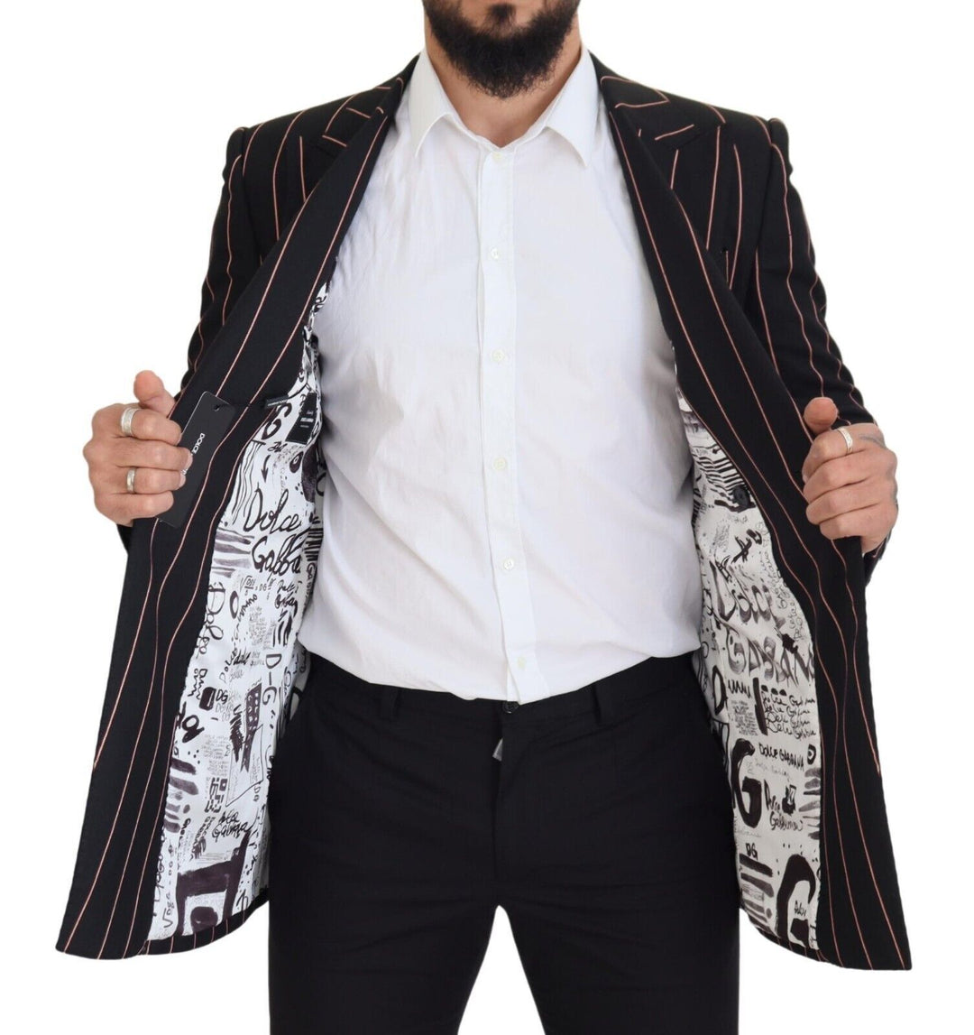 Elegant, slim-fit, double-breasted black blazer