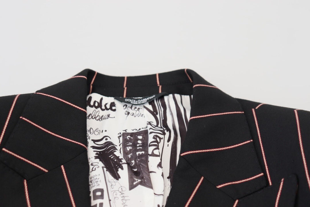 Elegant, slim-fit, double-breasted black blazer