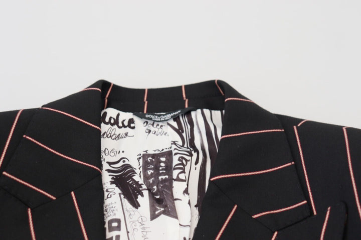 Elegant, slim-fit, double-breasted black blazer