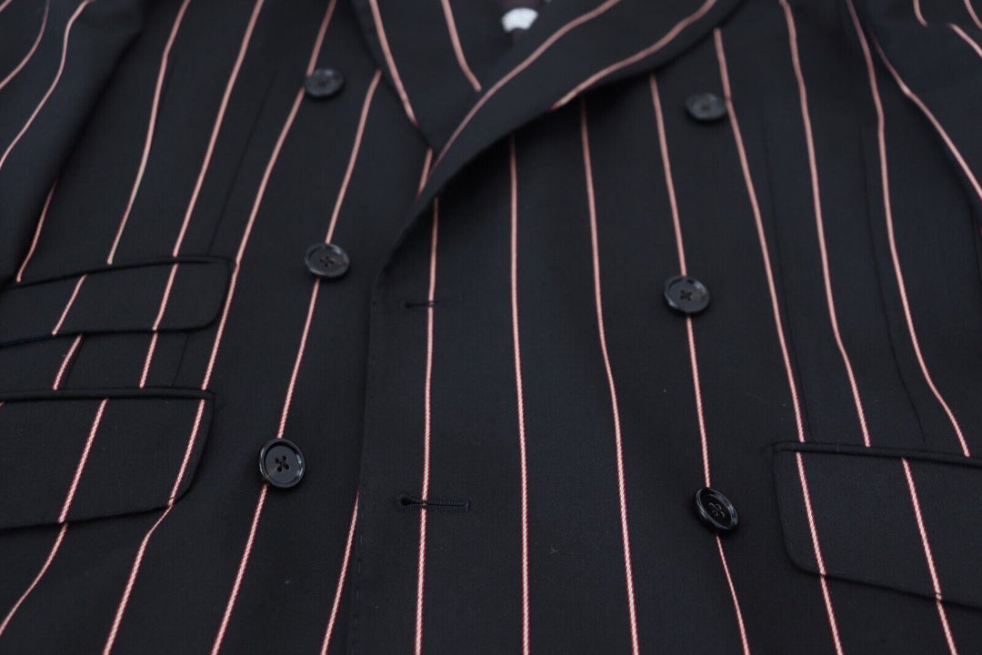 Elegant, slim-fit, double-breasted black blazer