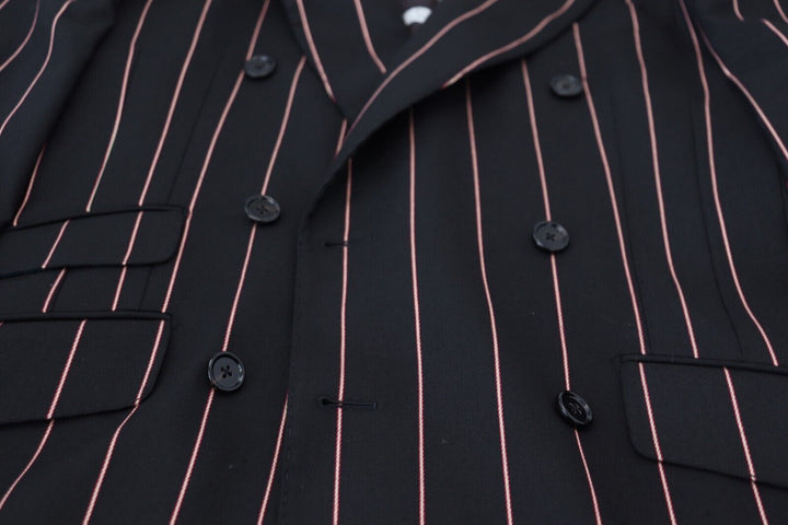 Elegant, slim-fit, double-breasted black blazer