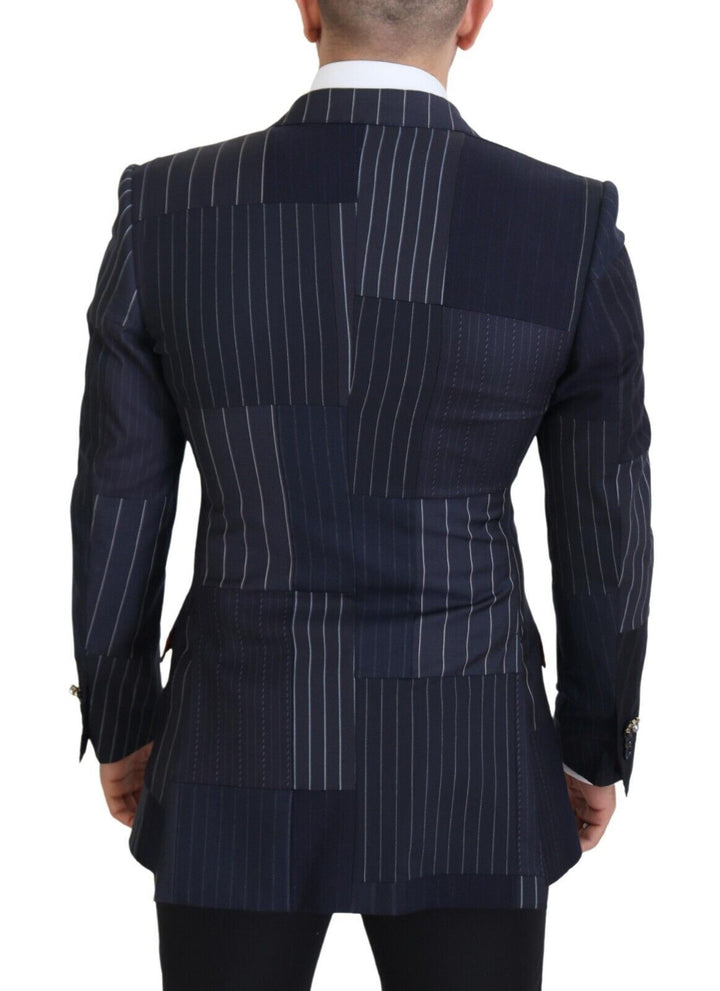 Navy blue double-breasted slim-fit blazer