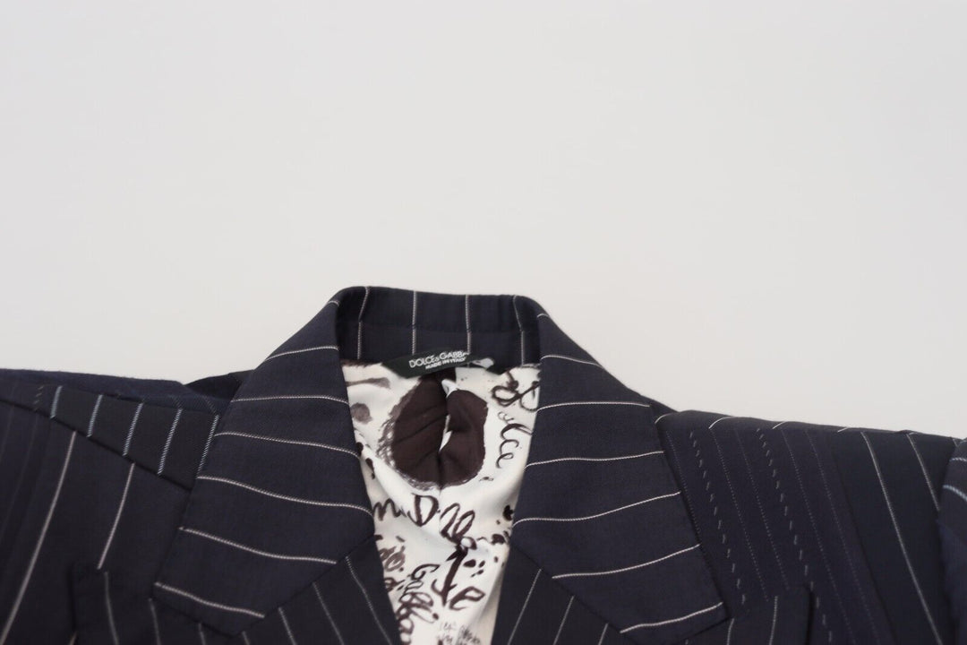 Navy blue double-breasted slim-fit blazer