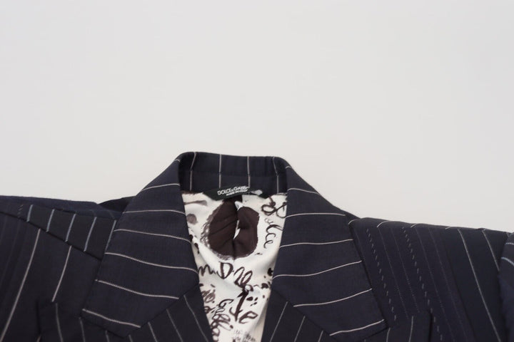 Navy blue double-breasted slim-fit blazer