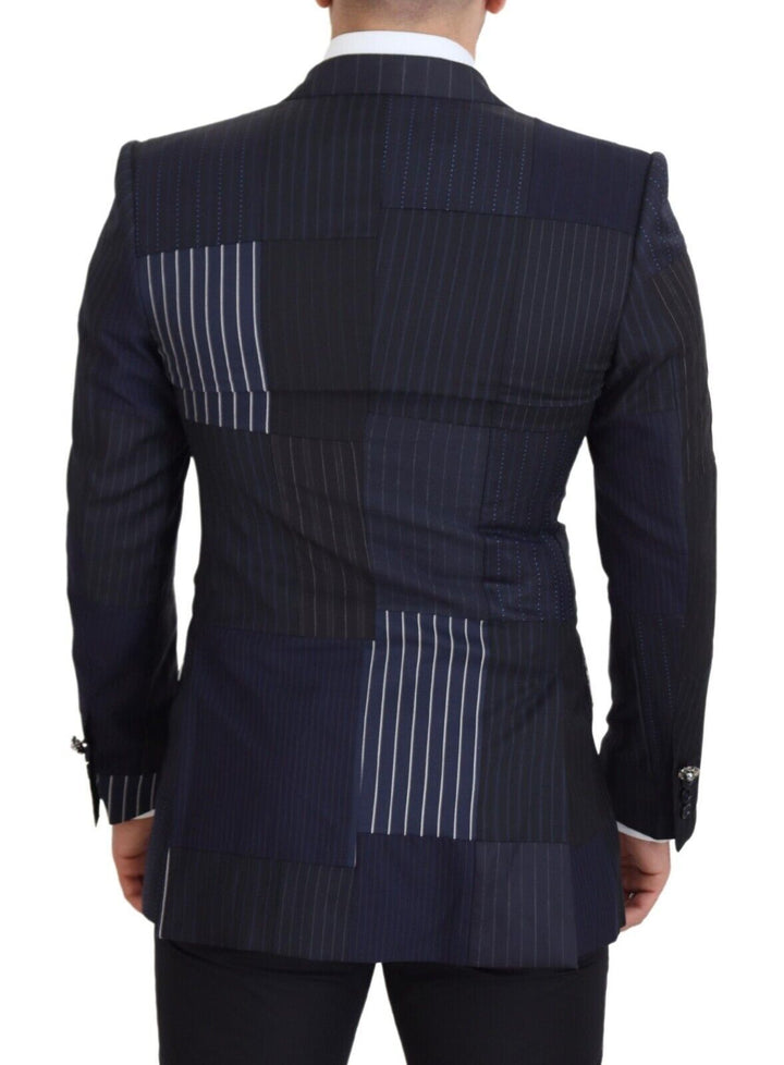 Elegant double-breasted wool blazer in navy blue