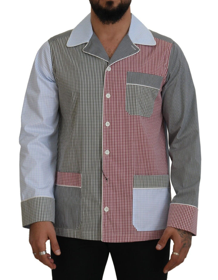 Multicolor cotton sleepshirt with button placket