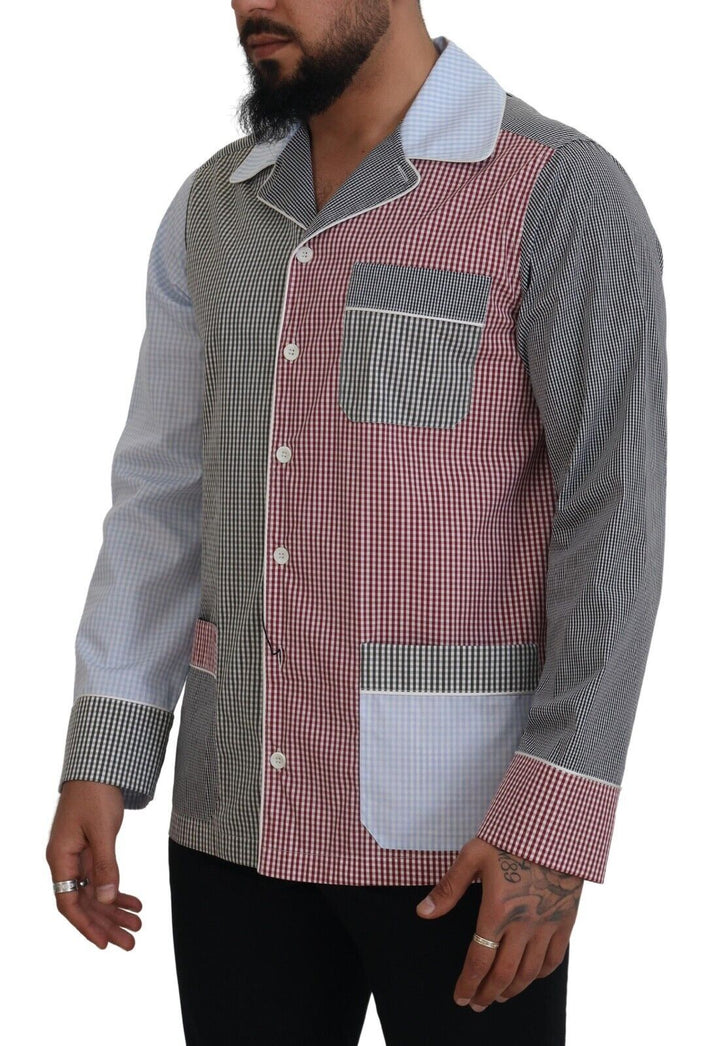 Multicolor cotton sleepshirt with button placket
