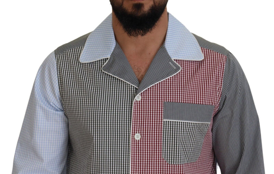 Multicolor cotton sleepshirt with button placket