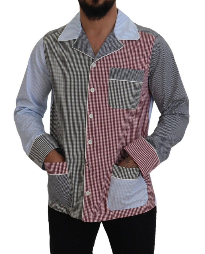 Multicolor cotton sleepshirt with button placket