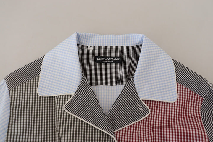 Multicolor cotton sleepshirt with button placket