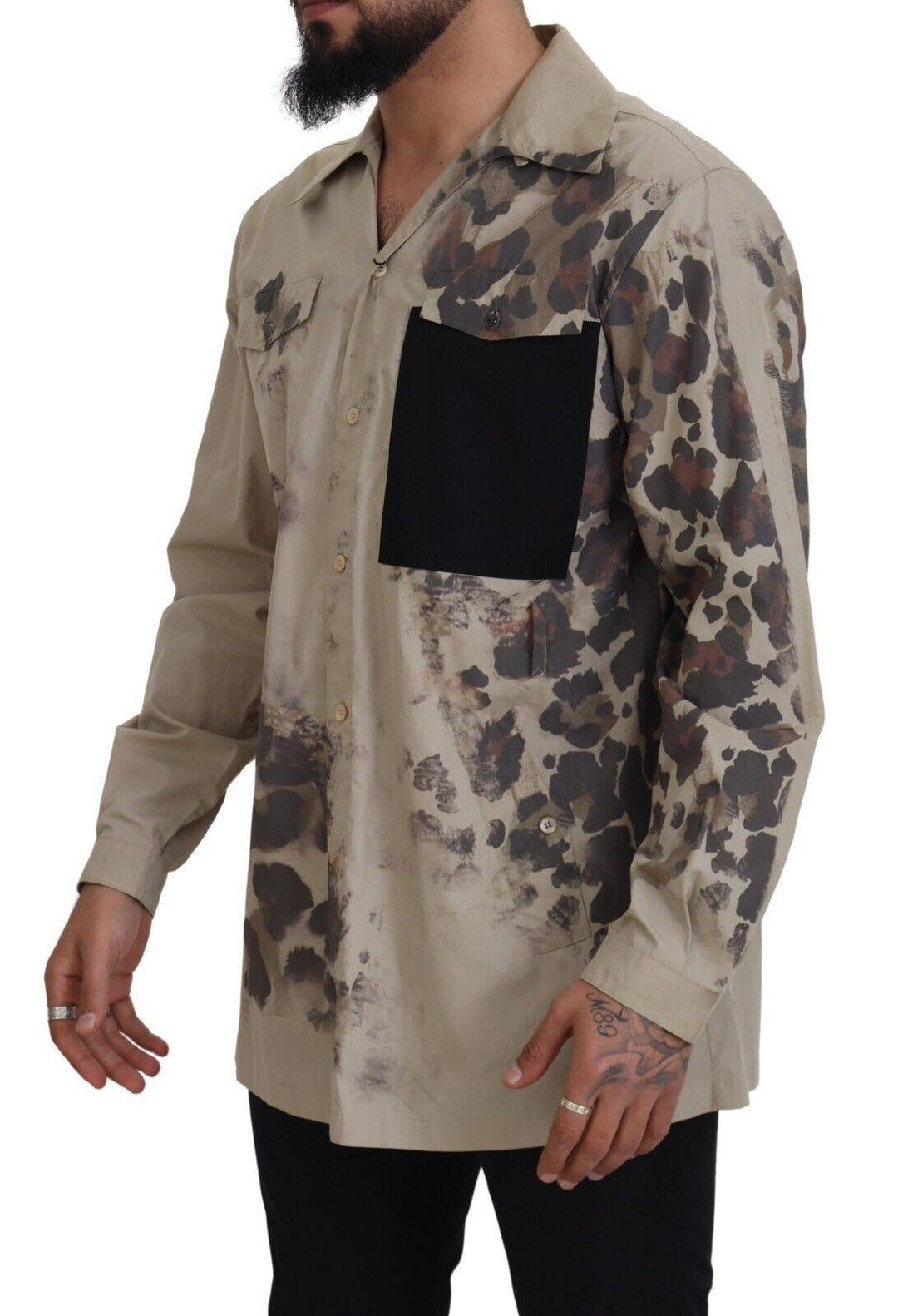 Dolce & Gabbana Beigefarbenes Button-Down-Hemd aus Baumwolle