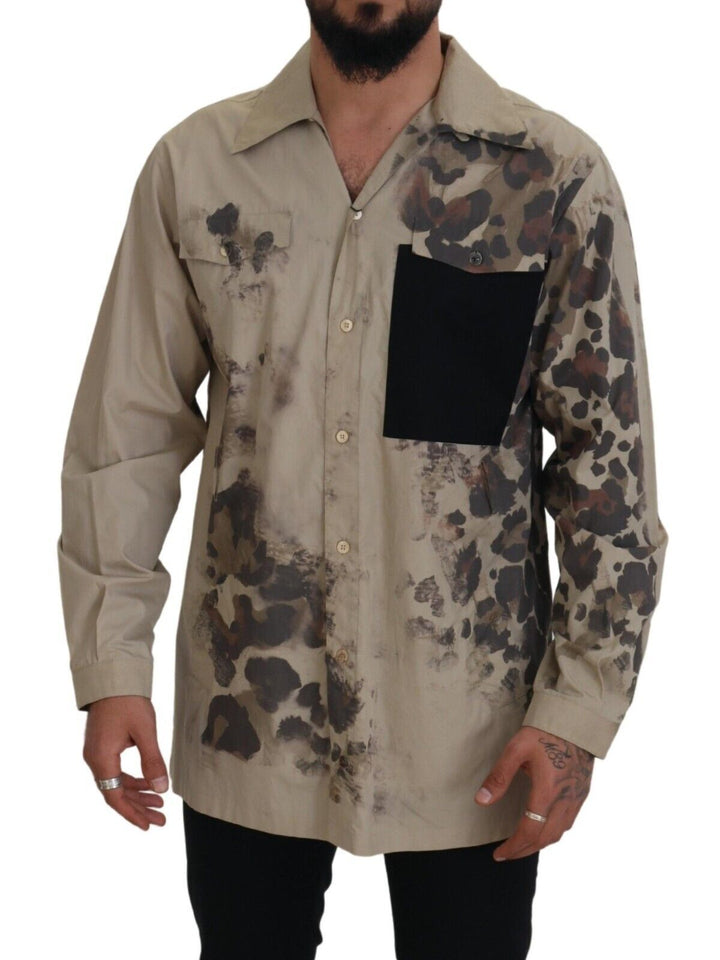 Dolce & Gabbana Beigefarbenes Button-Down-Hemd aus Baumwolle