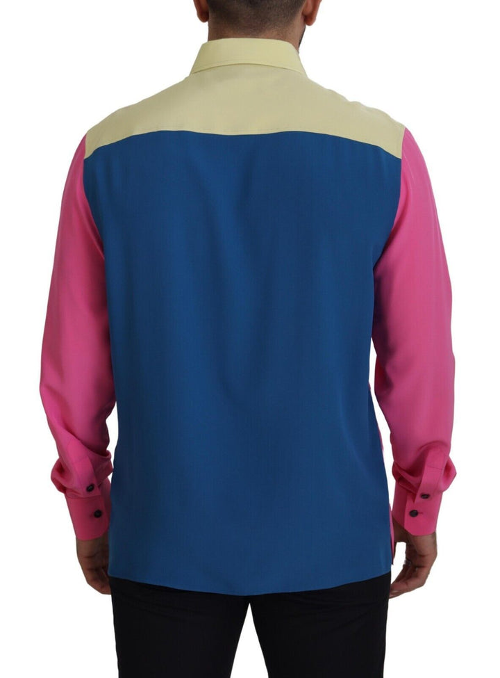 Elegant multicolor silk shirt with button placket