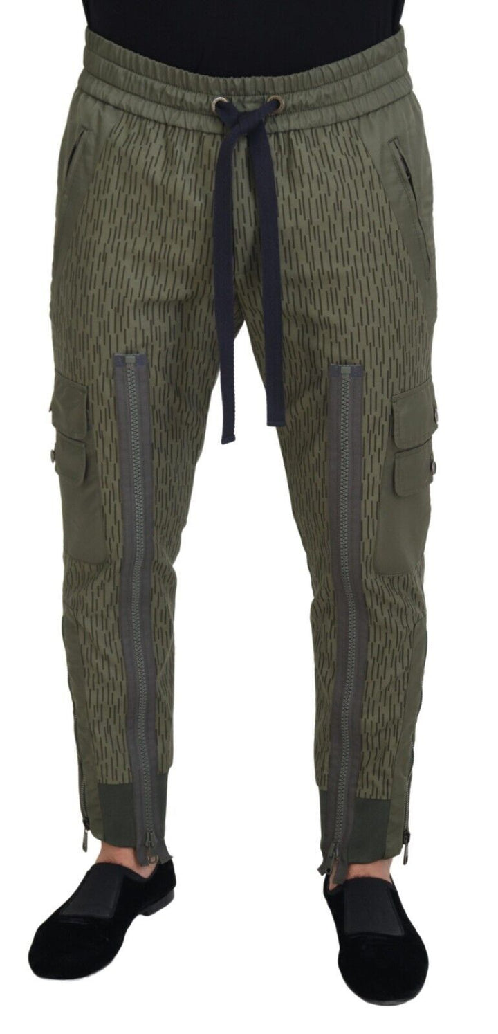 Elegant green cotton blend trousers