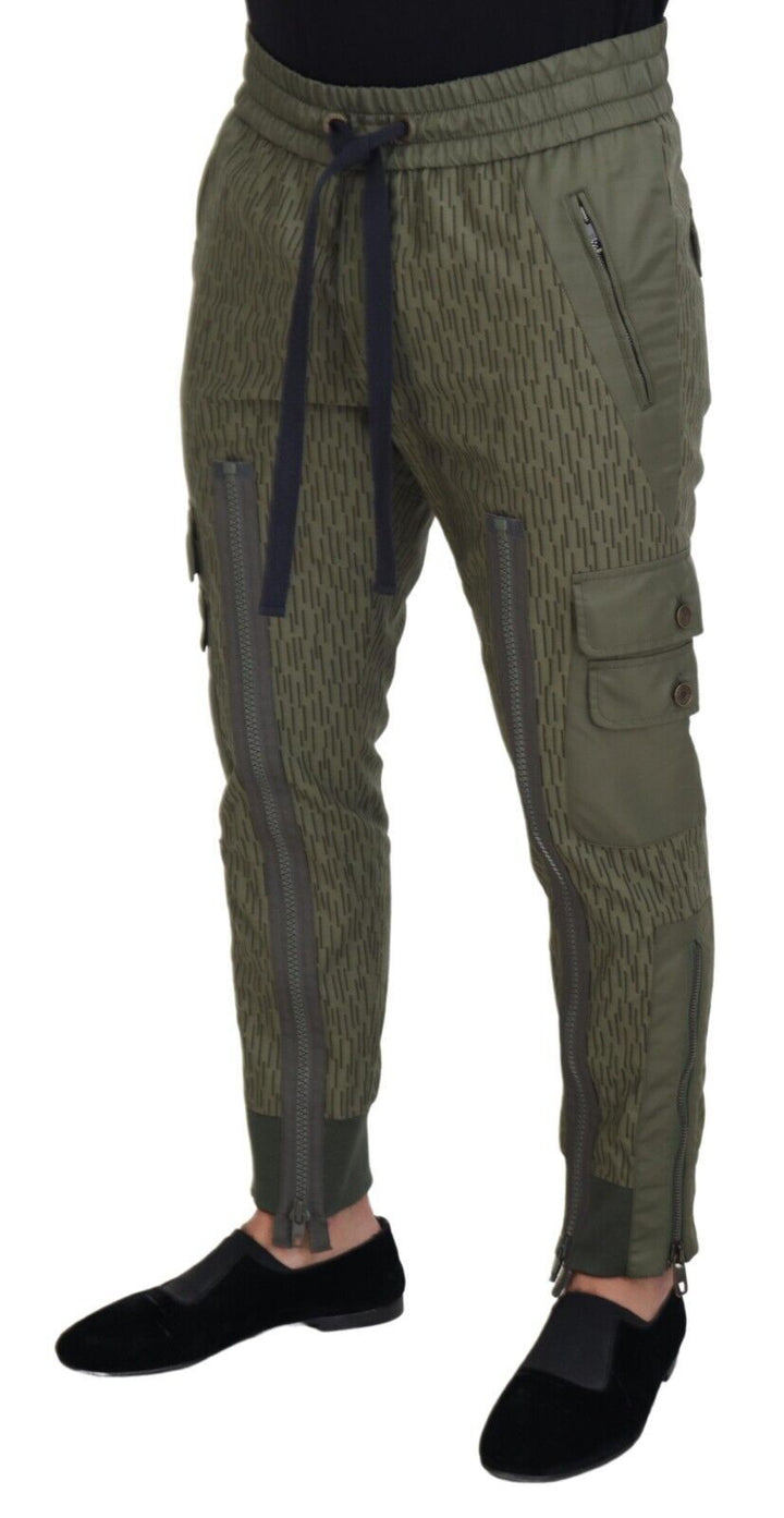 Elegant green cotton blend trousers