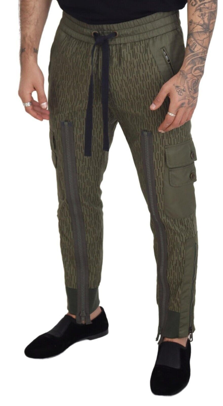 Elegant green cotton blend trousers