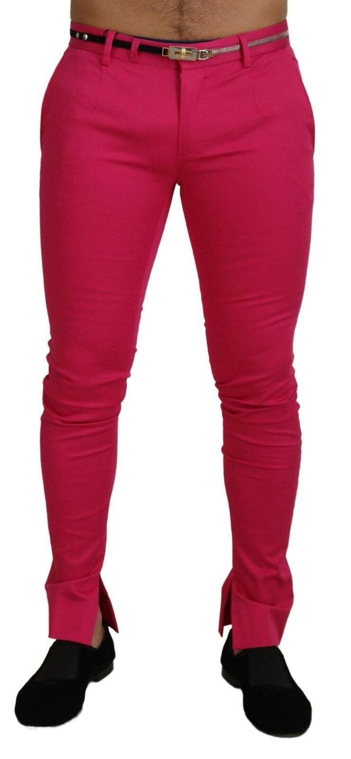 Chic pink cotton blend trousers