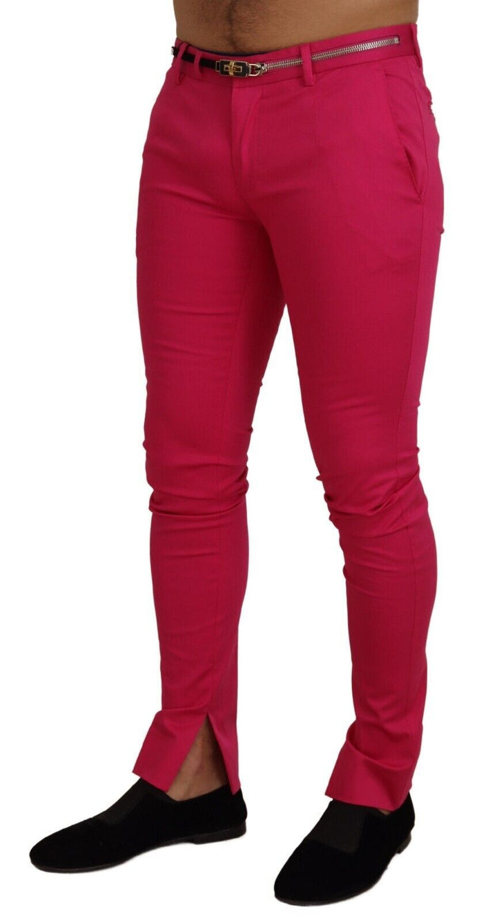 Chic pink cotton blend trousers