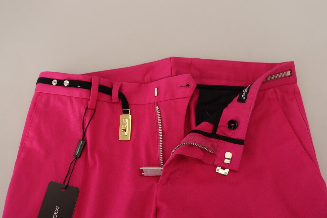 Chic pink cotton blend trousers