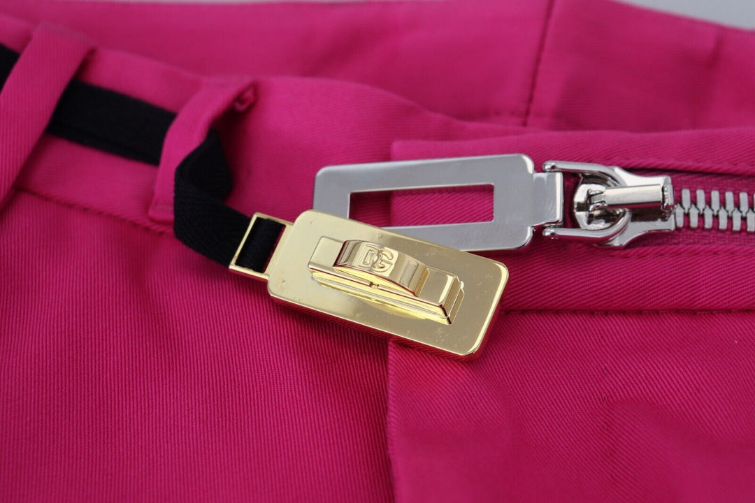 Chic pink cotton blend trousers