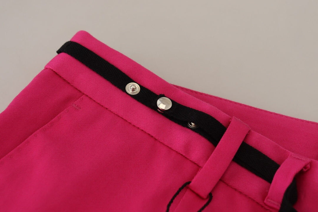 Chic pink cotton blend trousers