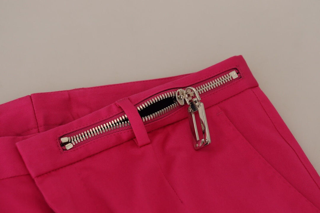 Chic pink cotton blend trousers