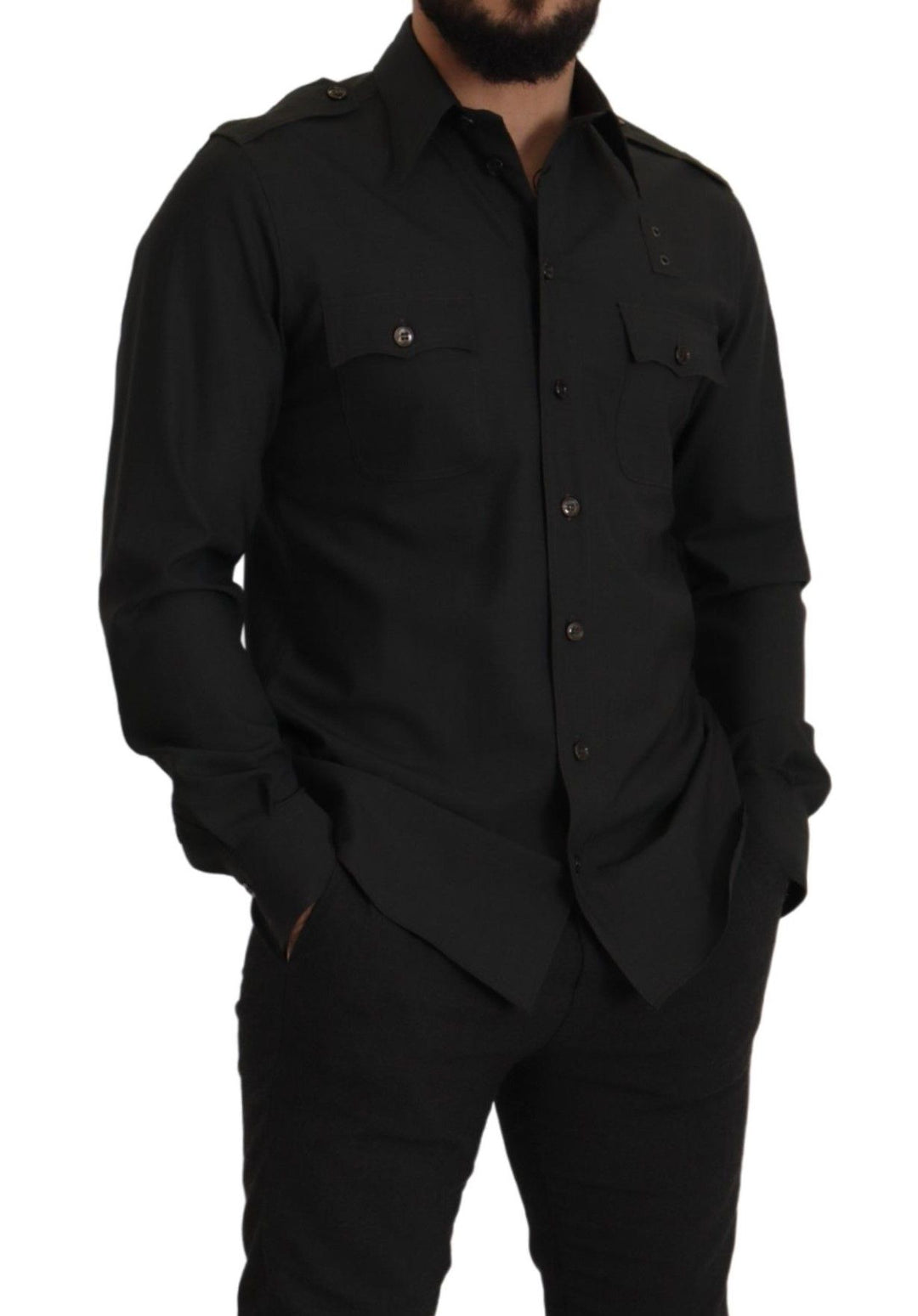 Dunkelgrün Baumwolle Slim Fit Casual Herrenhemd