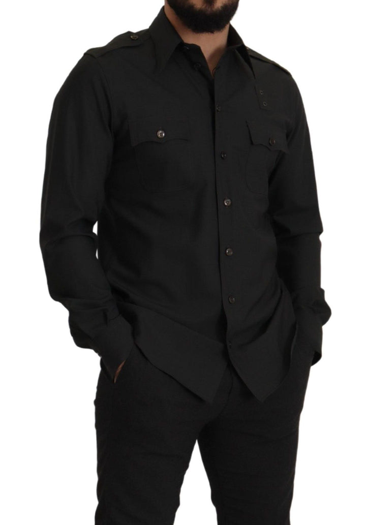 Dunkelgrün Baumwolle Slim Fit Casual Herrenhemd