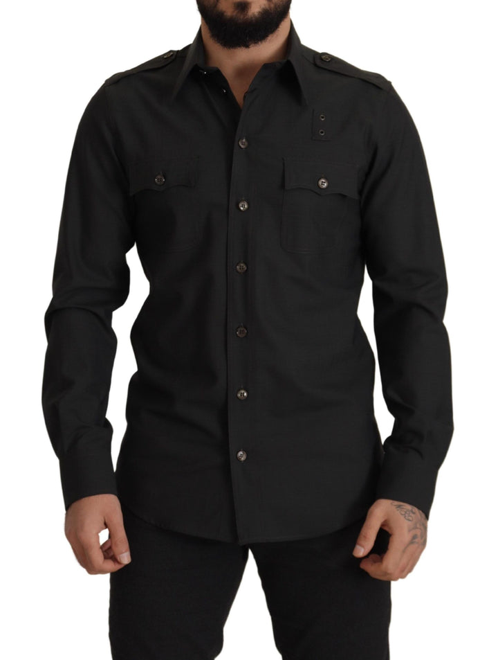 Dunkelgrün Baumwolle Slim Fit Casual Herrenhemd