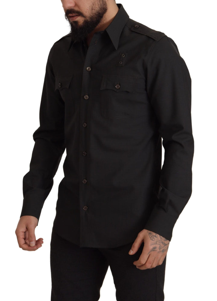 Dunkelgrün Baumwolle Slim Fit Casual Herrenhemd