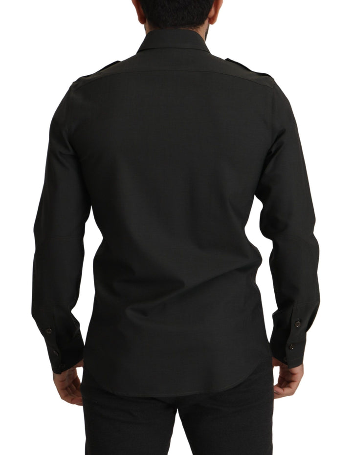 Dunkelgrün Baumwolle Slim Fit Casual Herrenhemd