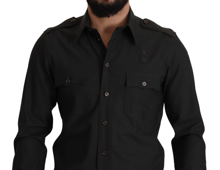 Dunkelgrün Baumwolle Slim Fit Casual Herrenhemd
