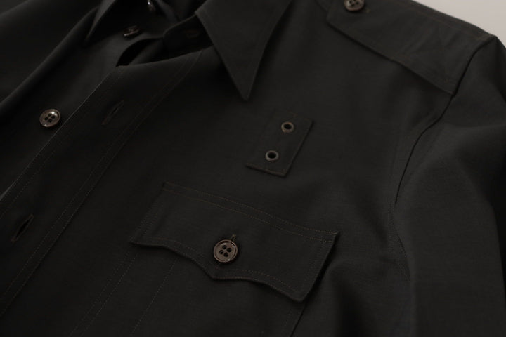 Dunkelgrün Baumwolle Slim Fit Casual Herrenhemd