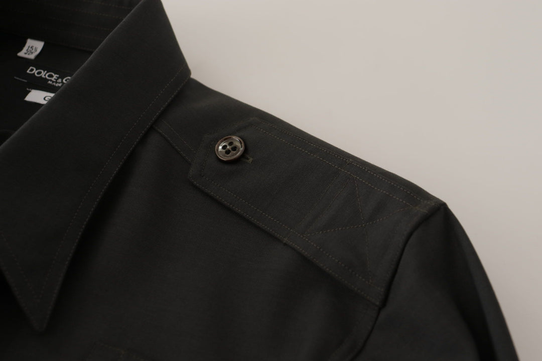 Dunkelgrün Baumwolle Slim Fit Casual Herrenhemd