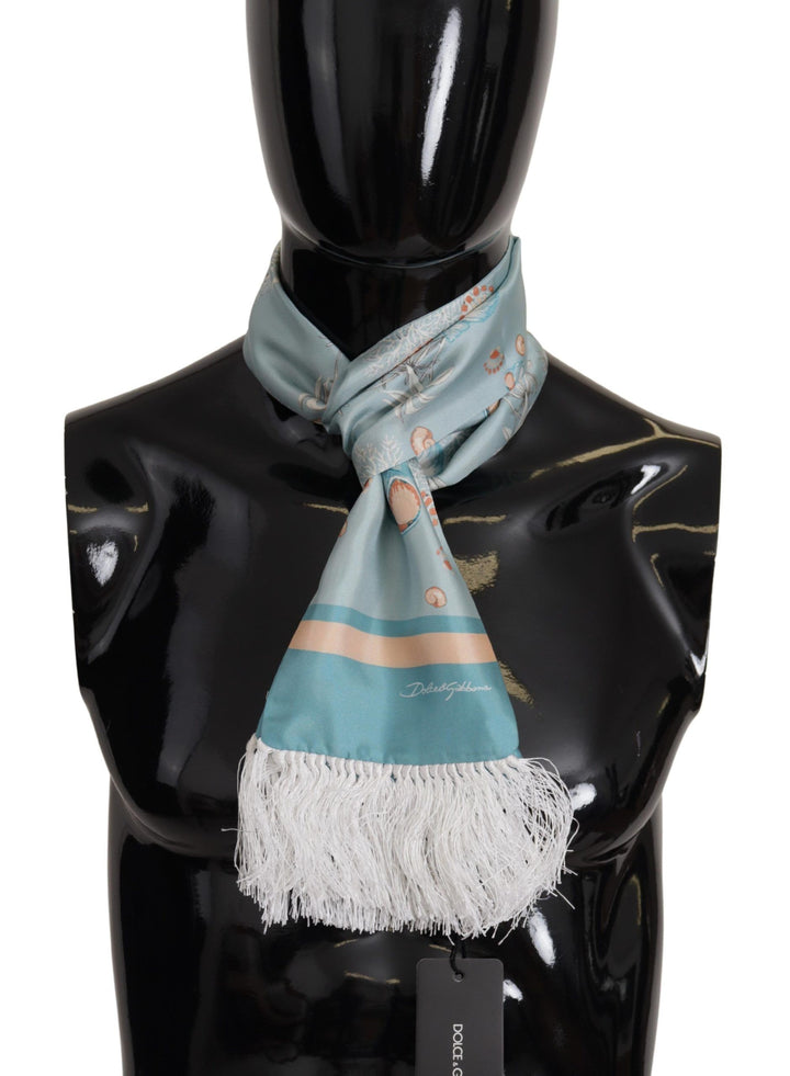 Elegant silk scarf with shell motif
