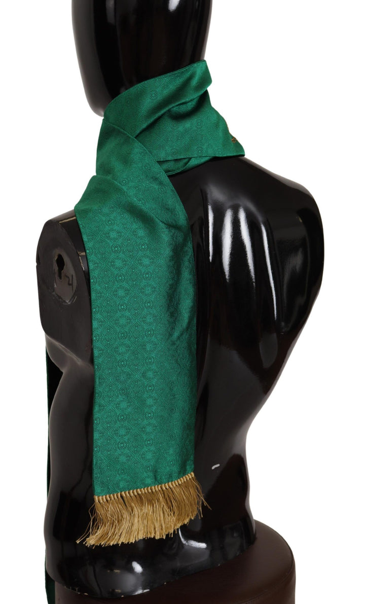 Elegant green silk blend men's scarf