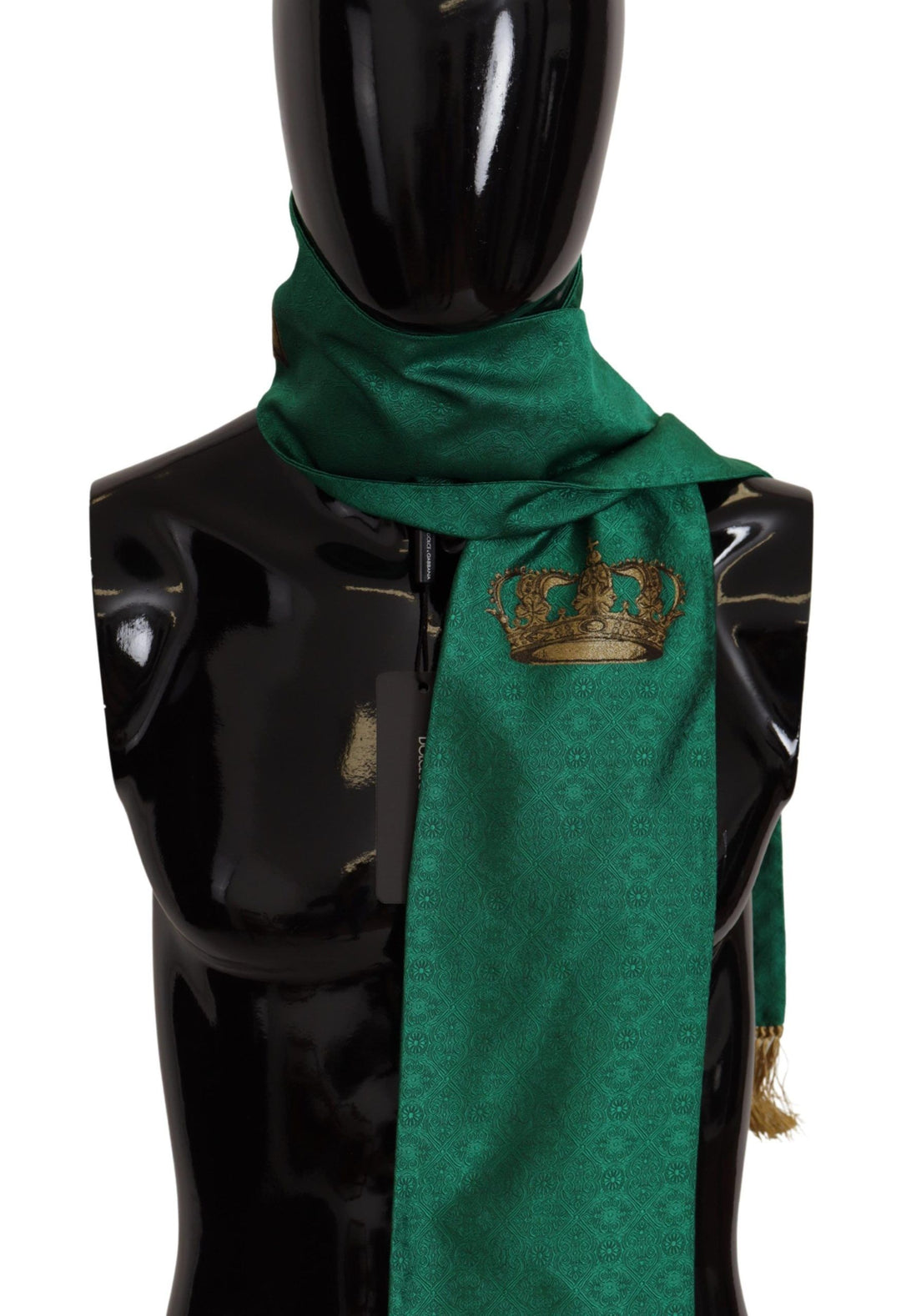 Elegant green silk blend men's scarf