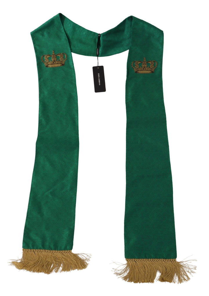 Elegant green silk blend men's scarf