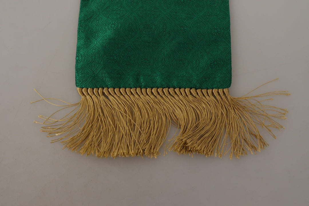 Elegant green silk blend men's scarf