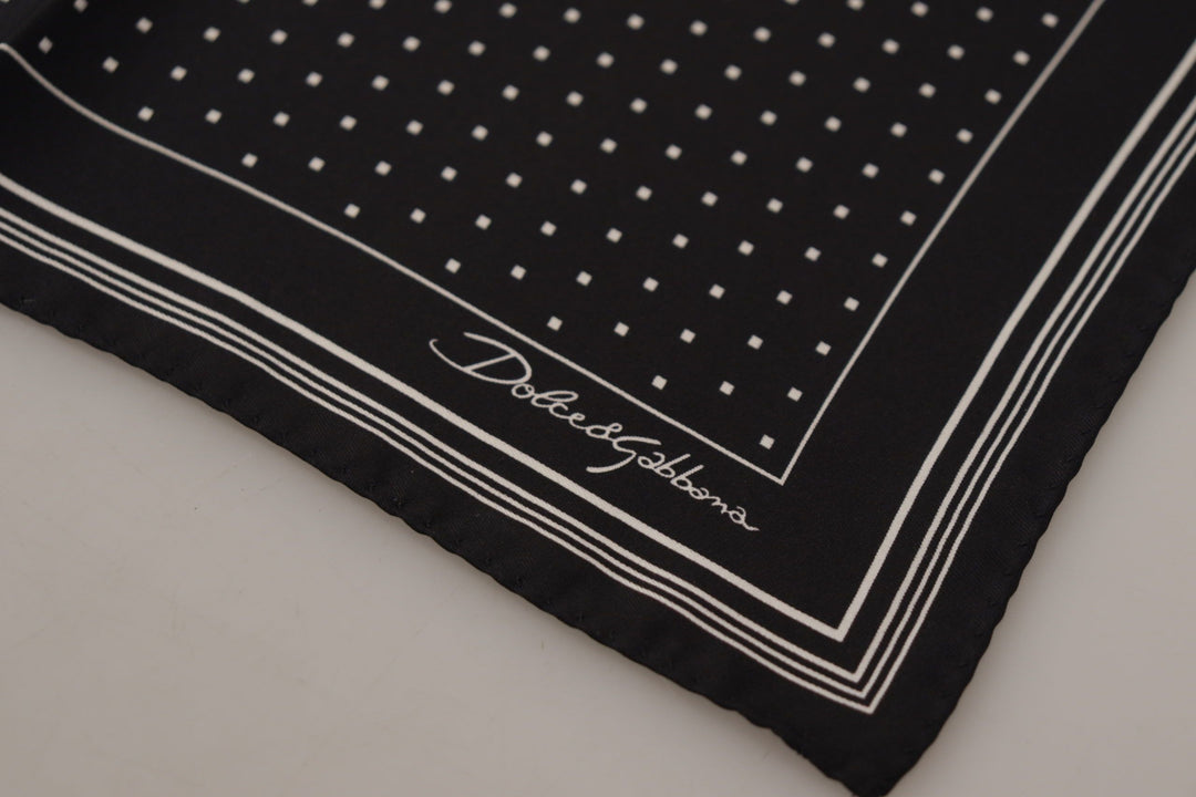 Elegant dotted men's scarf made of black silk